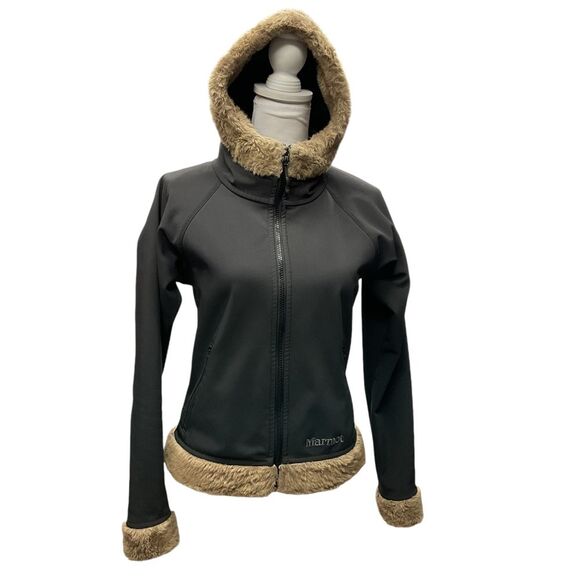 Marmot Jackets & Blazers - Urban Outfitters Marmot Faux Fur Soft Shell Hooded Jacket Full Zip Size S‎ Black